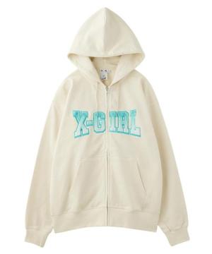 X-girl FAUX FUR LOGO ZIP UP SWEAT HOODIE