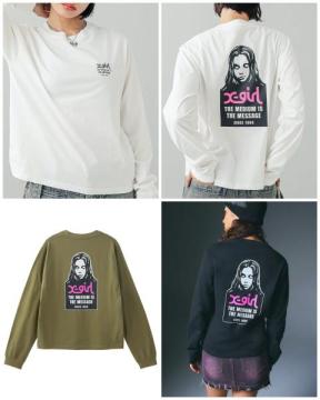 X-girl MESSAGE AND FACE L/S TEE