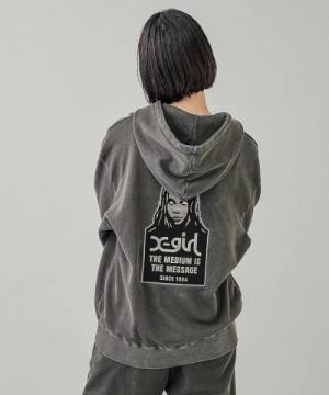 X-girl MESSAGE AND FACE FADED ZIP UP SWEAT HOODIE