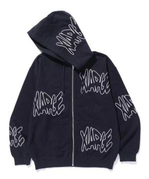 XLARGE ALLOVER LOGO ZIP HOODED SWEATSHIRT