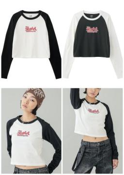 X-girl ROUGH MILLS LOGO RAGLAN L/S BABY TEE