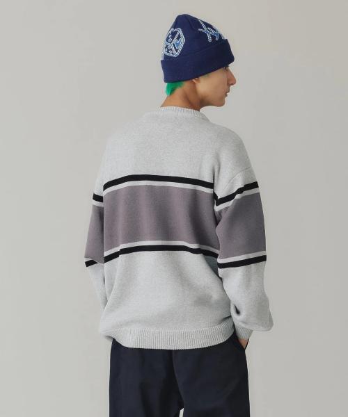 予約販売】本 トップス STRIPED CREWNECK KNIT TOP XLARGE トップス