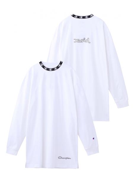 最旬トレンドパンツ X-GIRL トップス X TEE NECK MOCK L/S CHAMPION