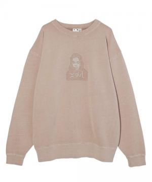 X-girl FACE PIGMENT DYED SWEAT TOP