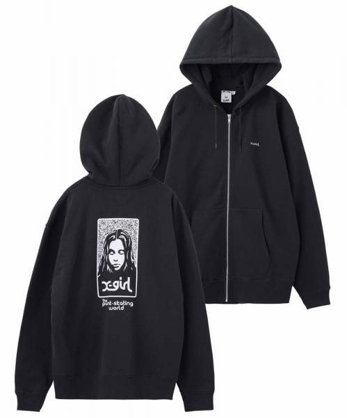 X-girl NOISE FACE ZIP UP SWEAT HOODIE