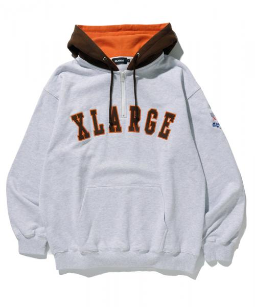 XLARGE CONTRAST COLOR HALF ZIP HOODED SWEAT | KENES