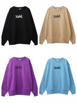 X-girl THICK RUBBER MILLS LOGO CREW SWEAT TOP