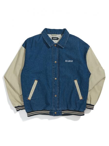 Gジャン/デニムジャケットXLARGE HOODED VARSITY DENIM JACKET