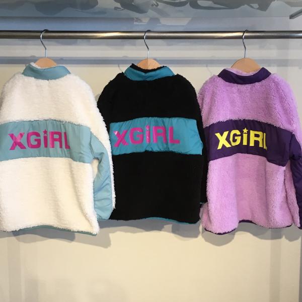 X-girl Stages ボアハーフジップ長袖プルオーバー