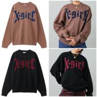 X-girl GOTHIC LOGO JACQUARD KNIT TOP