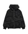 EMBROIDERED ALLOVER LOGO ZIP UP HOODED SWEATSHIRT
