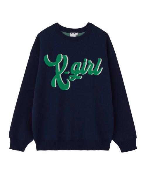 X-girl LOGO JACQUARD KNIT TOP