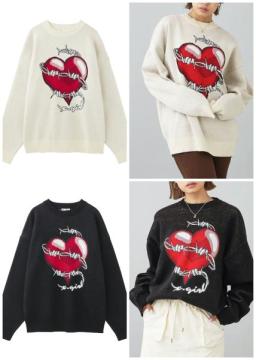 X-girl HEART BARBED WIRE JACQUARD KNIT TOP