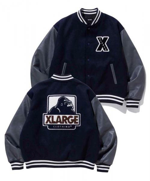 XLARGE OG Logo Varsity Jacket / ブラック -XLファッション