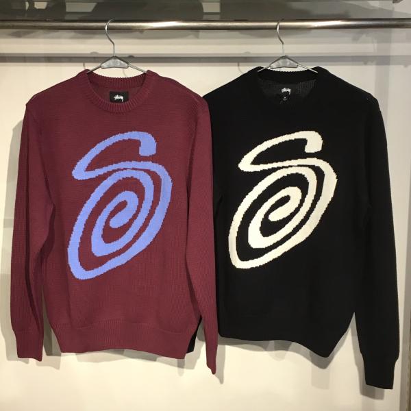 STUSSY CURLY S SWEATERニットブラックS-